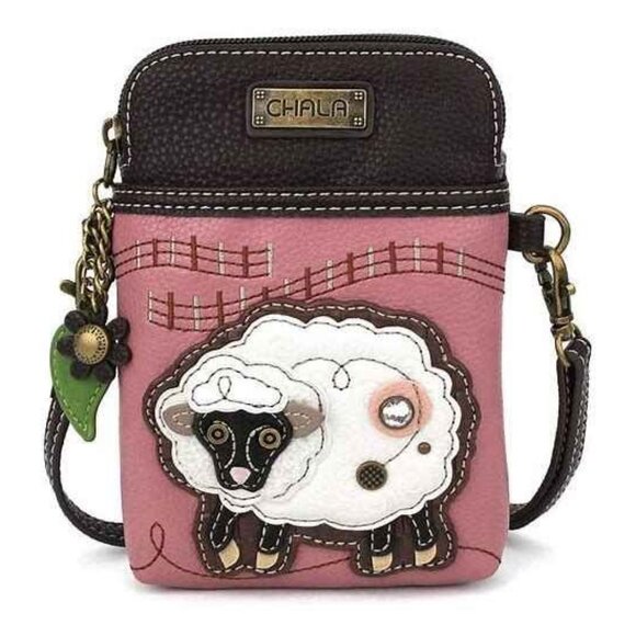 Chala Handbags - NWT Chala Crossbody Bag Purse Sheep Mini Cell Phone Purse Pink Brown